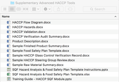 Supplementary Advanced HACCP Tools
